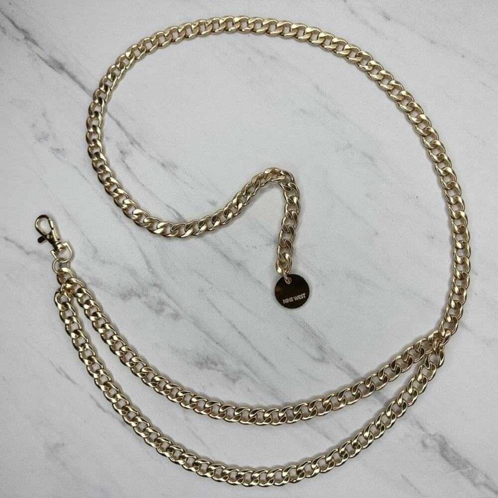 Nine West Womens Gold Tone Chunky Draped Chain Link Belt One Size (OS) ✨